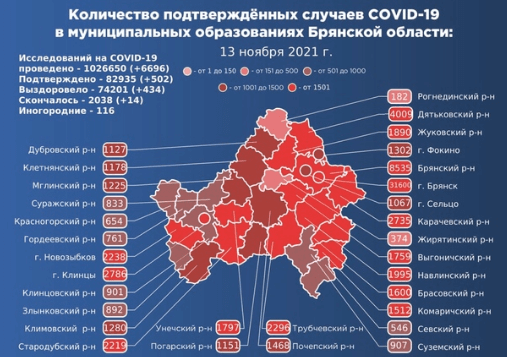 Коронавирус в Брянской области - ситуация на 14 ноября 2021