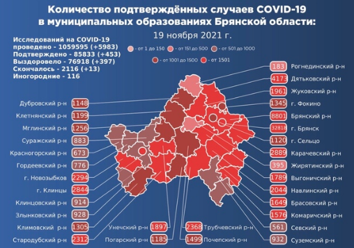 Коронавирус в Брянской области - ситуация на 19 ноября 2021
